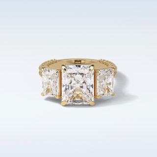 3.51 CT 3 Stone Engagement Ring Featuring Radiant Moissanite