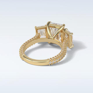 3.51 CT 3 Stone Engagement Ring Featuring Radiant Moissanite