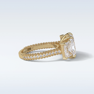 3.51 CT 3 Stone Engagement Ring Featuring Radiant Moissanite