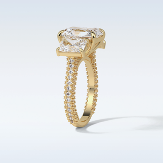 3.51 CT 3 Stone Engagement Ring Featuring Radiant Moissanite