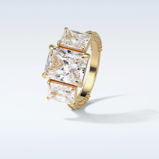 3.51 CT 3 Stone Engagement Ring Featuring Radiant Moissanite
