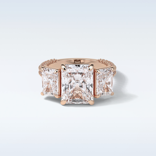 3.51 CT 3 Stone Engagement Ring Featuring Radiant Moissanite