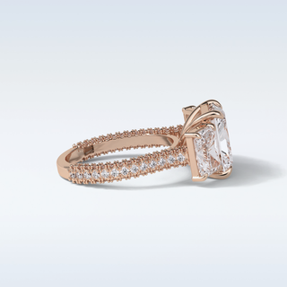 3.51 CT 3 Stone Engagement Ring Featuring Radiant Moissanite