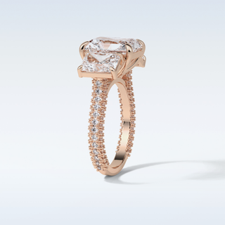 3.51 CT 3 Stone Engagement Ring Featuring Radiant Moissanite