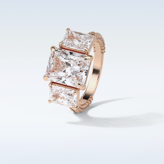 3.51 CT 3 Stone Engagement Ring Featuring Radiant Moissanite