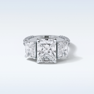 3.51 CT 3 Stone Engagement Ring Featuring Radiant Moissanite