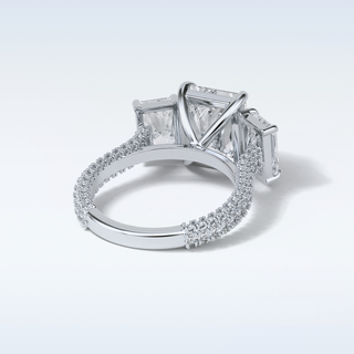 3.51 CT 3 Stone Engagement Ring Featuring Radiant Moissanite