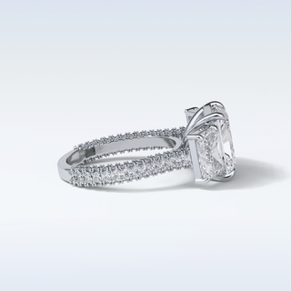 3.51 CT 3 Stone Engagement Ring Featuring Radiant Moissanite