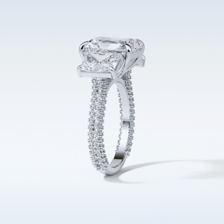 3.51 CT 3 Stone Engagement Ring Featuring Radiant Moissanite