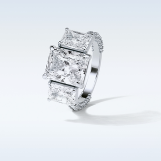 3.51 CT 3 Stone Engagement Ring Featuring Radiant Moissanite