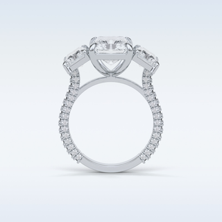 3.51 CT 3 Stone Engagement Ring Featuring Radiant Moissanite