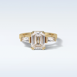 2.30 CT 3 Stone Engagement Ring Featuring Emerald Moissanite