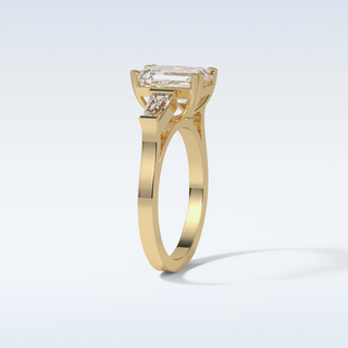 2.30 CT 3 Stone Engagement Ring Featuring Emerald Moissanite