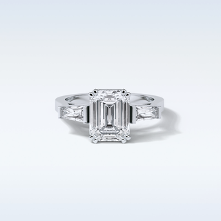 2.30 CT 3 Stone Engagement Ring Featuring Emerald Moissanite