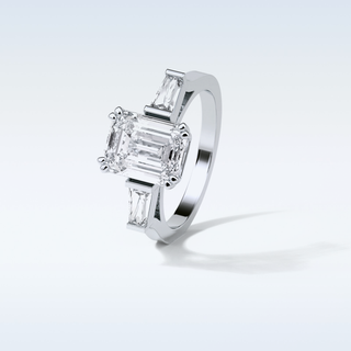 2.30 CT 3 Stone Engagement Ring Featuring Emerald Moissanite