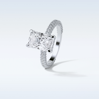 2.6 CT Pave Engagement Ring Featuring Radiant Moissanite