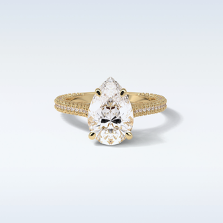 3.1 CT Pave Engagement Ring Featuring Pear Moissanite