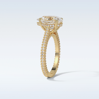 3.1 CT Pave Engagement Ring Featuring Pear Moissanite