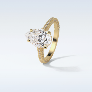 3.1 CT Pave Engagement Ring Featuring Pear Moissanite