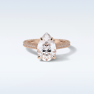 3.1 CT Pave Engagement Ring Featuring Pear Moissanite