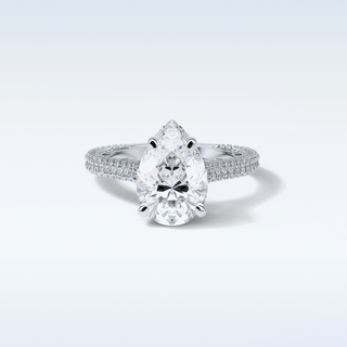 3.1 CT Pave Engagement Ring Featuring Pear Moissanite