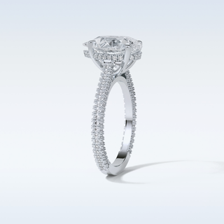 3.1 CT Pave Engagement Ring Featuring Pear Moissanite