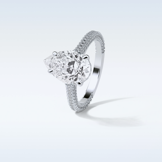 3.1 CT Pave Engagement Ring Featuring Pear Moissanite