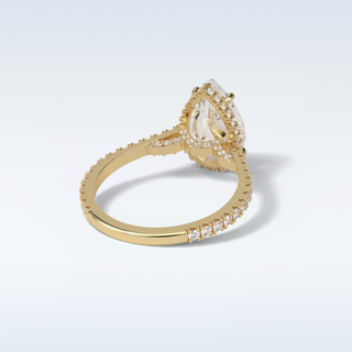 2.8 CT Hidden Halo Engagement Ring Featuring Pear Moissanite