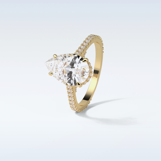 2.8 CT Hidden Halo Engagement Ring Featuring Pear Moissanite