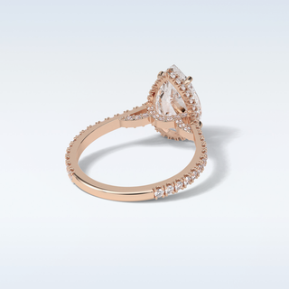 2.8 CT Hidden Halo Engagement Ring Featuring Pear Moissanite