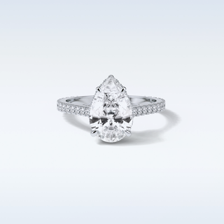 2.8 CT Hidden Halo Engagement Ring Featuring Pear Moissanite