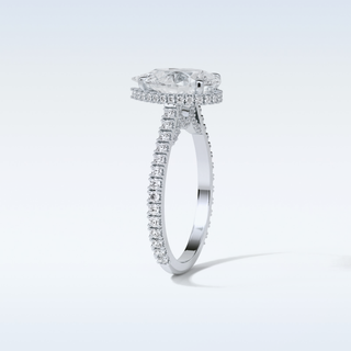 2.8 CT Hidden Halo Engagement Ring Featuring Pear Moissanite