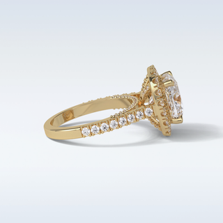 4 CT Halo Engagement Ring Featuring Cushion Moissanite