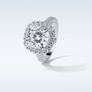 4 CT Halo Engagement Ring Featuring Cushion Moissanite
