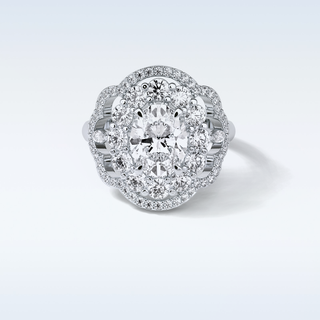 1.91 CT Cluster & Halo Engagement Ring Featuring Oval Moissanite