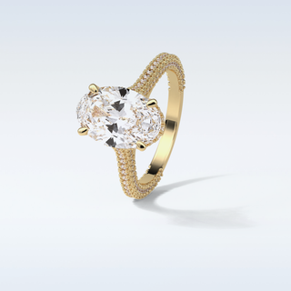 4 CT Pave Engagement Ring Featuring Oval Moissanite