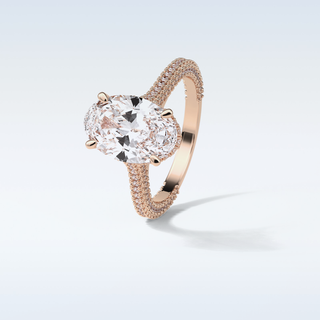 4 CT Pave Engagement Ring Featuring Oval Moissanite