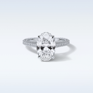 4 CT Pave Engagement Ring Featuring Oval Moissanite