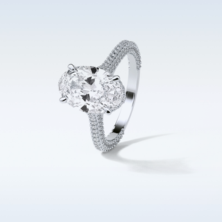 4 CT Pave Engagement Ring Featuring Oval Moissanite