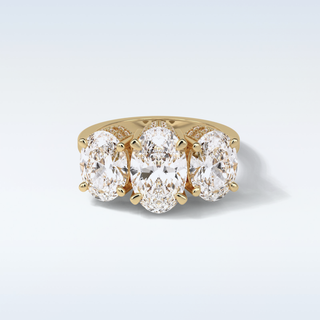 2.35 CT 3 Stone Engagement Ring Featuring Oval Moissanite