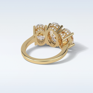 2.35 CT 3 Stone Engagement Ring Featuring Oval Moissanite