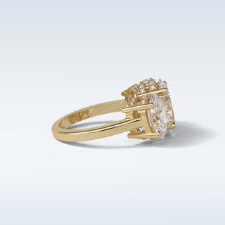 2.35 CT 3 Stone Engagement Ring Featuring Oval Moissanite