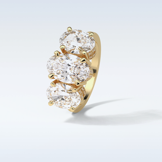 2.35 CT 3 Stone Engagement Ring Featuring Oval Moissanite