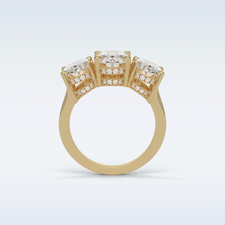 2.35 CT 3 Stone Engagement Ring Featuring Oval Moissanite