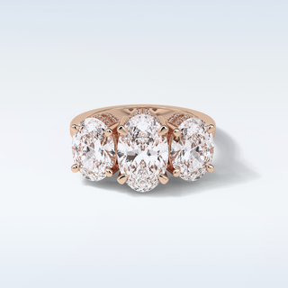 2.35 CT 3 Stone Engagement Ring Featuring Oval Moissanite