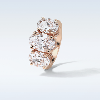 2.35 CT 3 Stone Engagement Ring Featuring Oval Moissanite