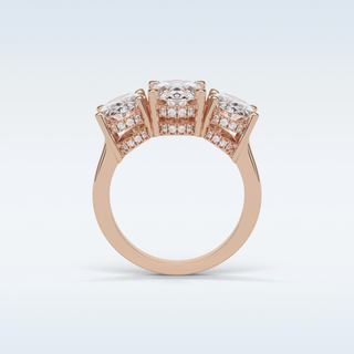 2.35 CT 3 Stone Engagement Ring Featuring Oval Moissanite