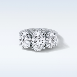 2.35 CT 3 Stone Engagement Ring Featuring Oval Moissanite