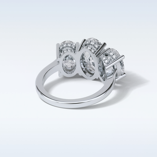 2.35 CT 3 Stone Engagement Ring Featuring Oval Moissanite