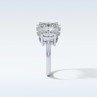 2.35 CT 3 Stone Engagement Ring Featuring Oval Moissanite